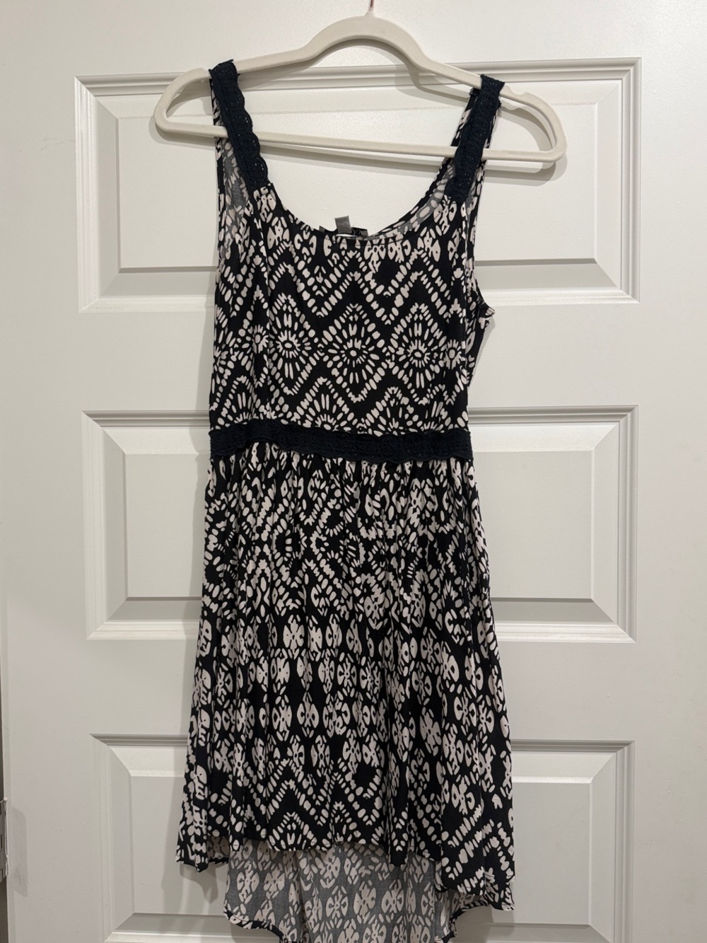 Patrons of Peace Black and White Hi-Low Sleeveless Dress